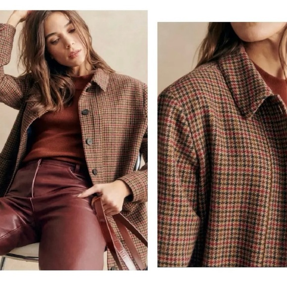 Sézane Wool Houndstooth Print Utility Jacket w/ Tags size M - Picture 4 of 6